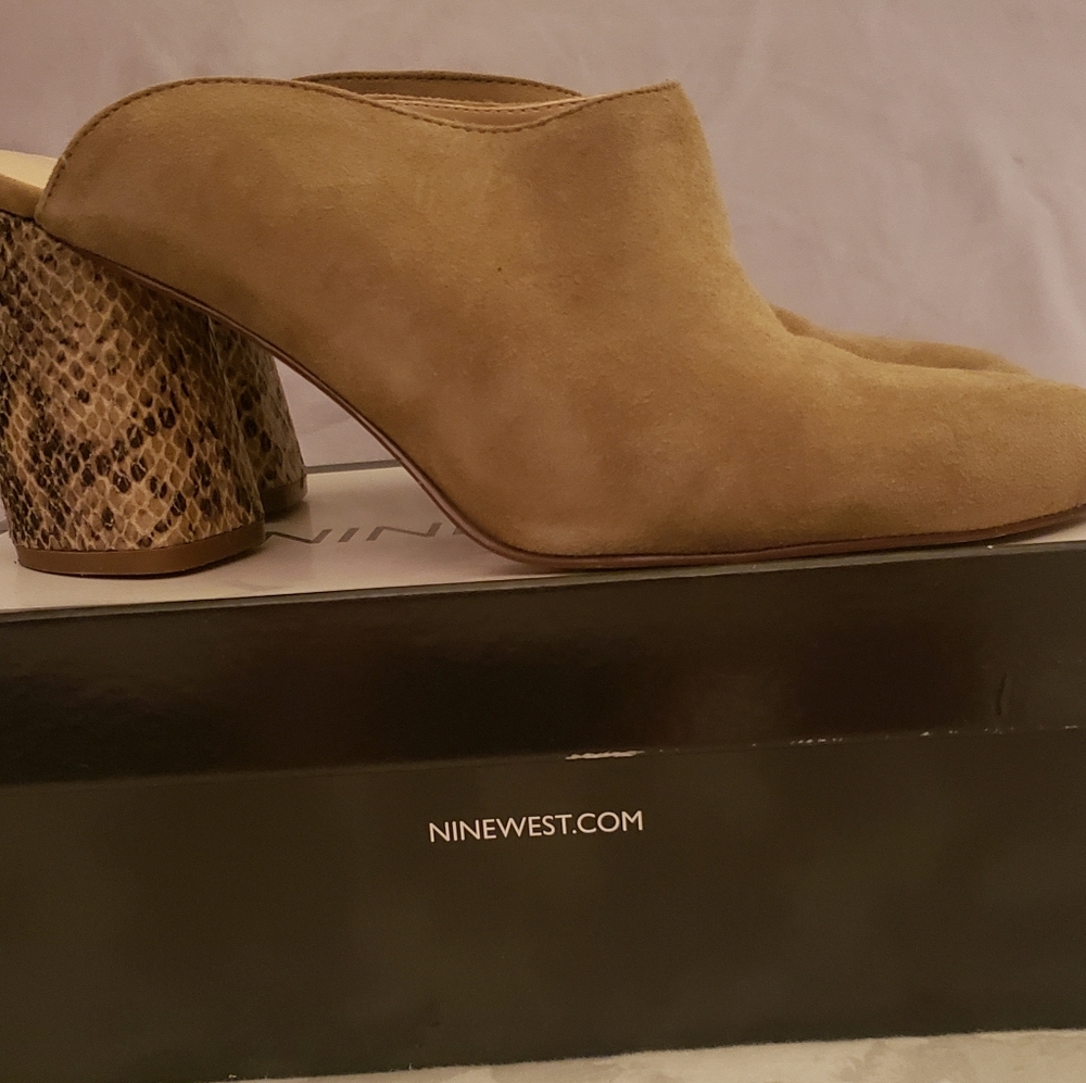 Nine West Snakeskin Heel Clogs